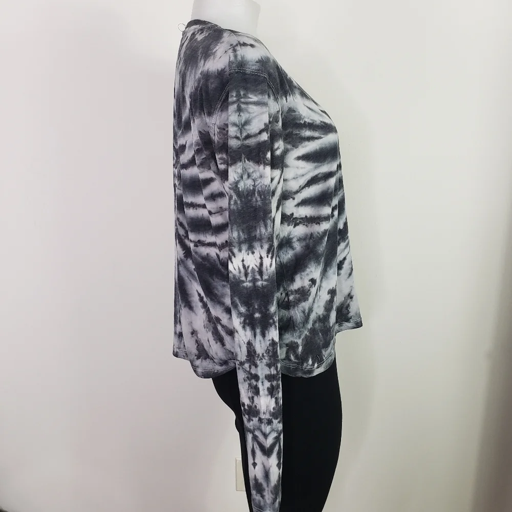 SAGE Collective black white tie dye long sleeve boxy tee - Picture 3 of 6